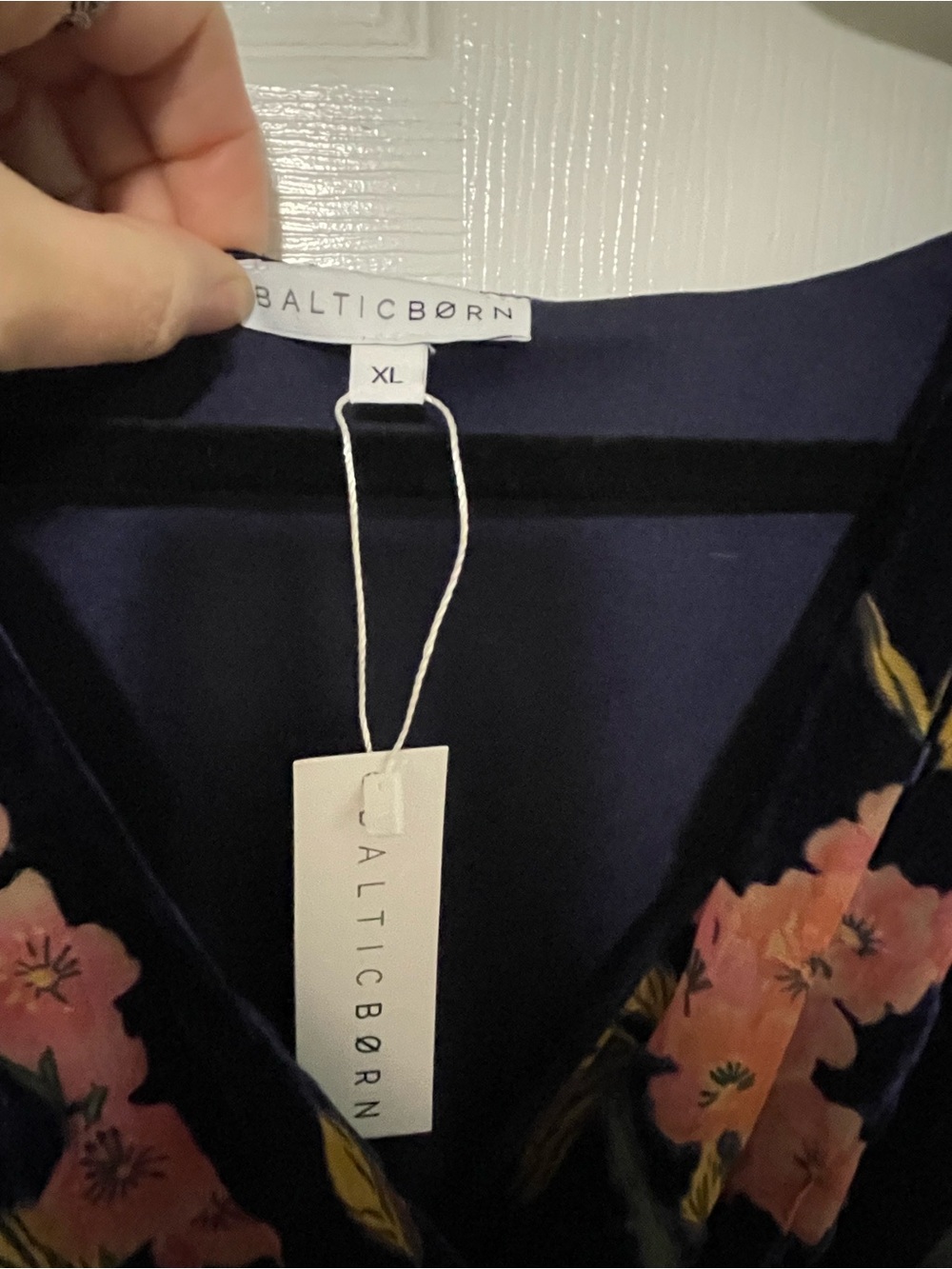 Baltic Born Navy Velvet Maxi Dress with Rose and Olive Floral Print - Picture 3 of 4